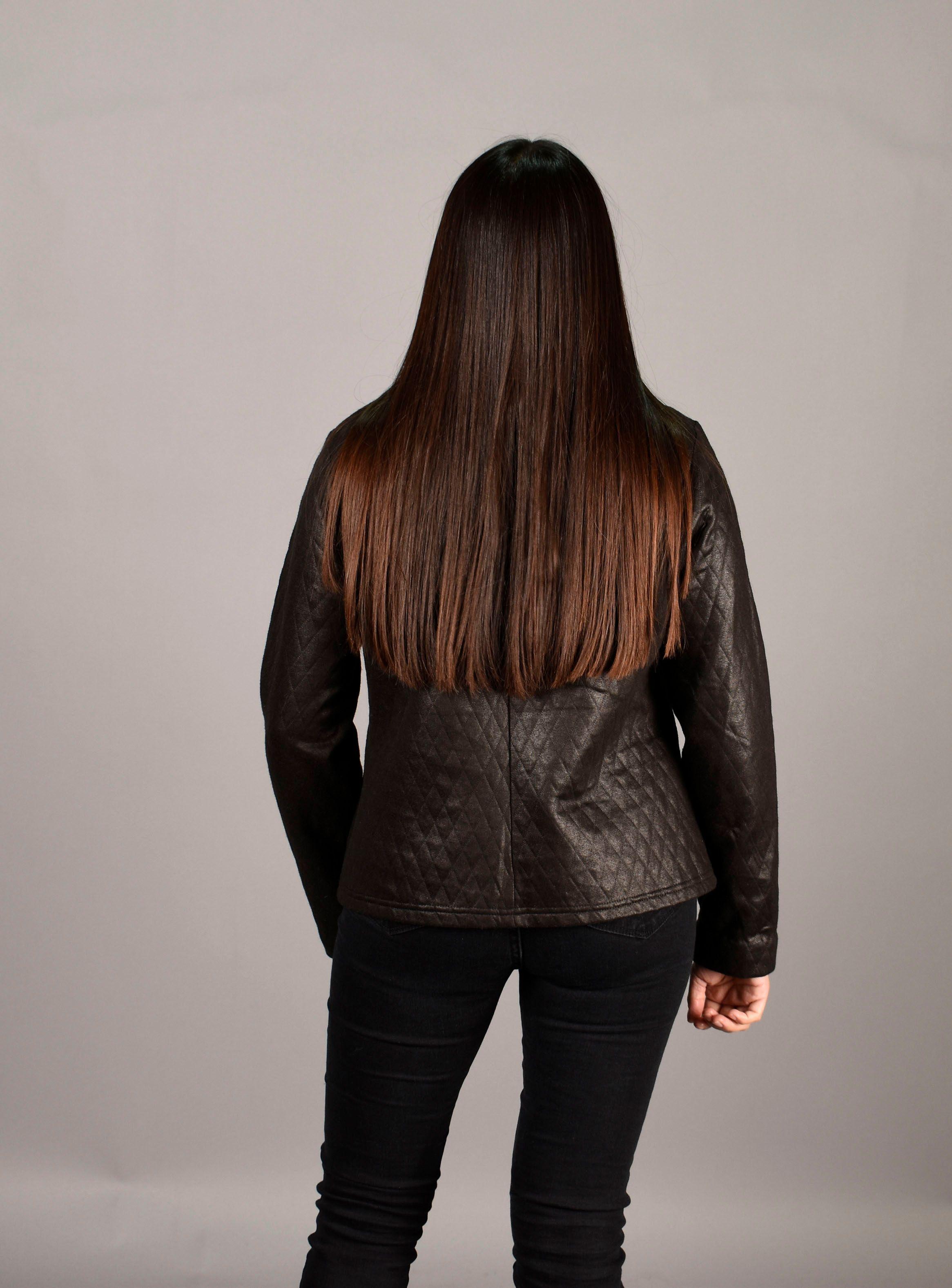 Chaqueta Blazer Mujer Cuerina Negra Rombos M-3