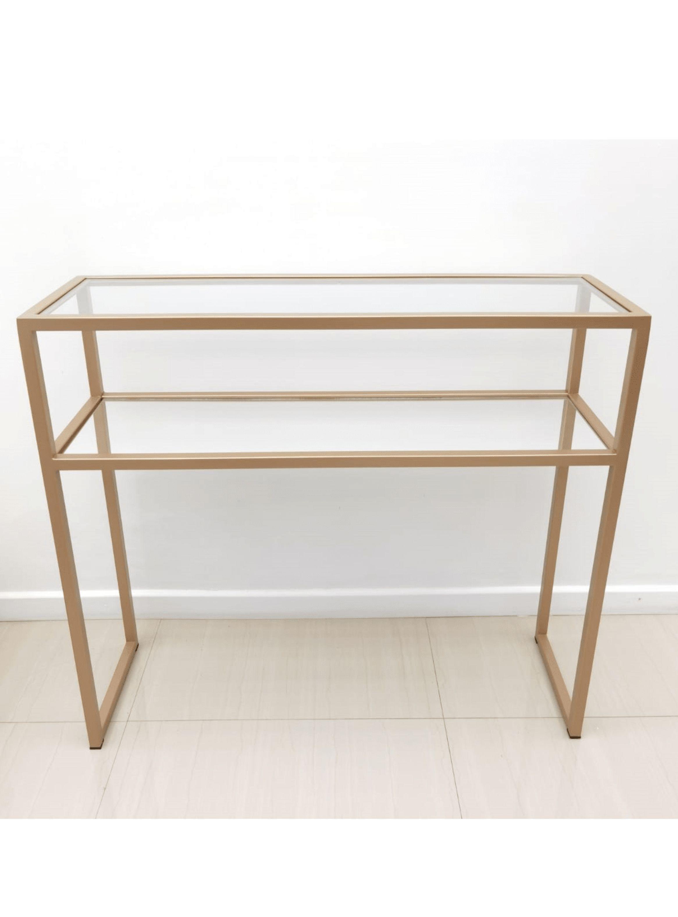 ✨ Mesa de Arrimo Ignacia – Doble encanto en vidrio y dorado-2
