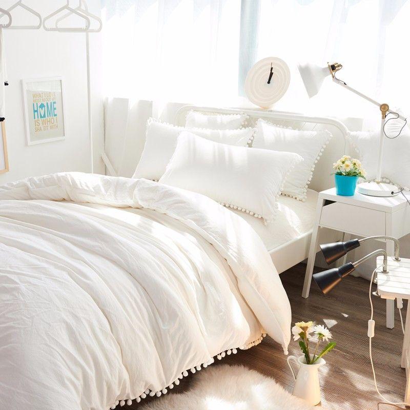 FUNDA DE PLUMON  POM POM BLANCO 1 PLAZA Y MEDIA-1