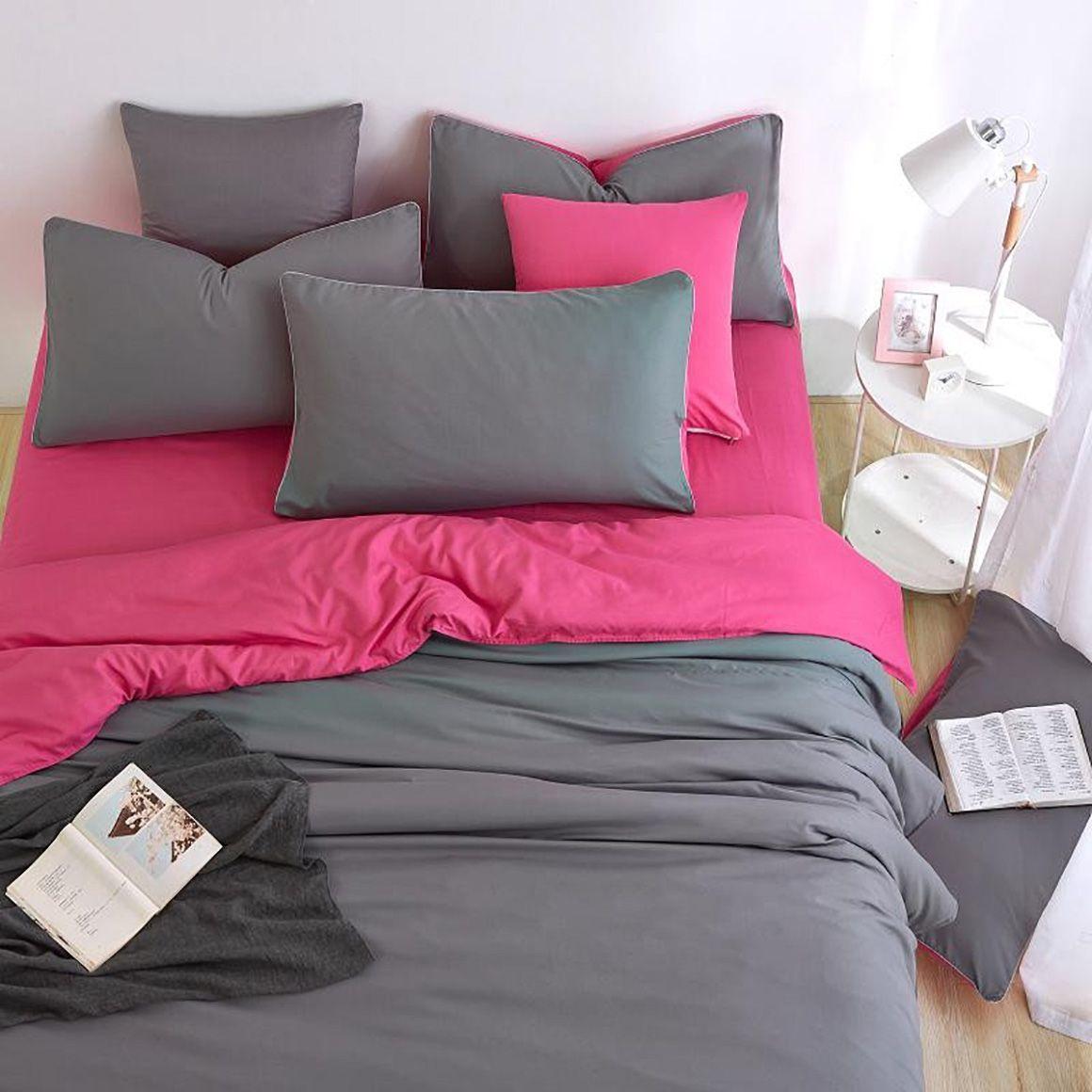FUNDA DE PLUMON GRIS FUCSIA REVERSIBLE - 2 PLAZAS-7