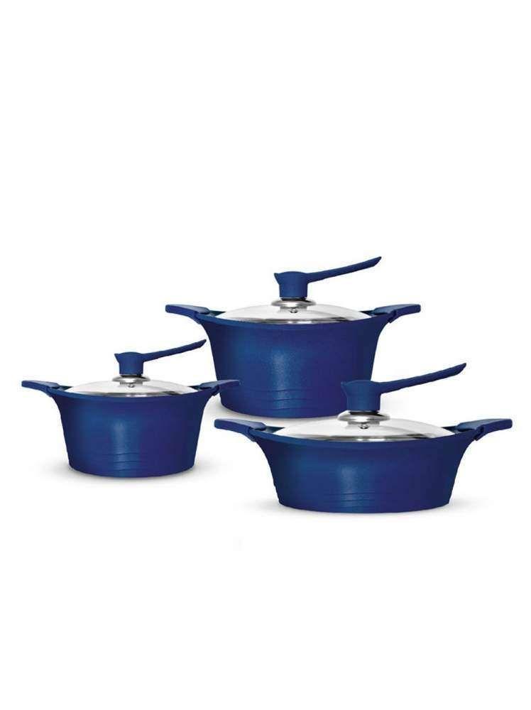 BATERIA DE COCINA AZUL MARINO EN ALUMINIO FUNDIDO-0