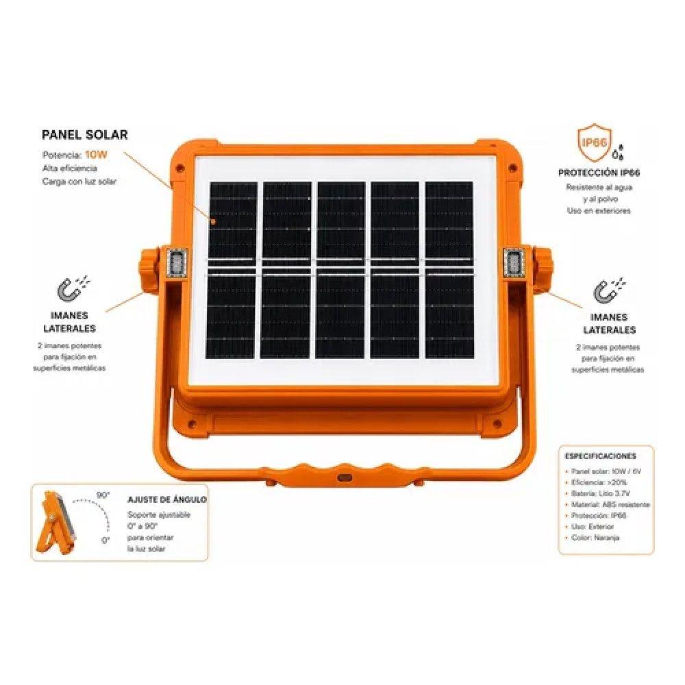 Foco Led Solar 100w 10000 Lm Ip66 Luz Emergencia Recargable Naranja-4