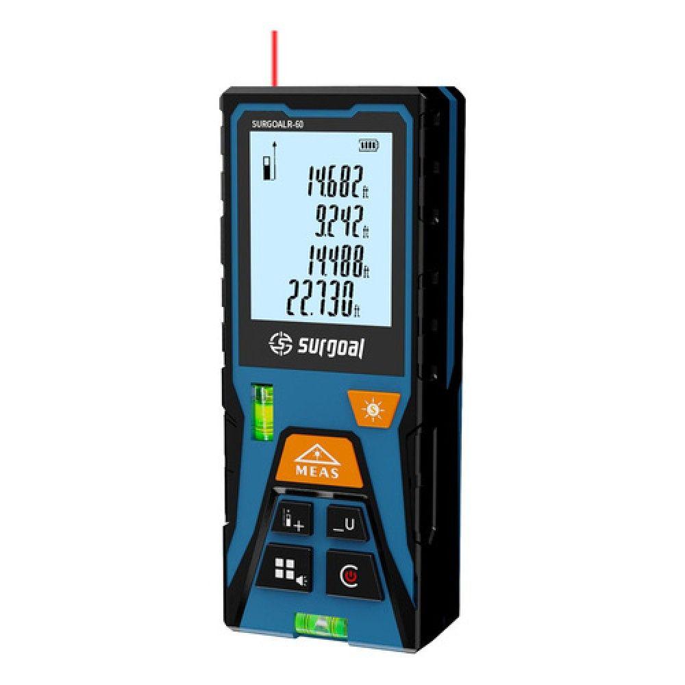 Medidor De Distancia Láser 60 Lcd, Cálculo De Área ±2 Mm-0
