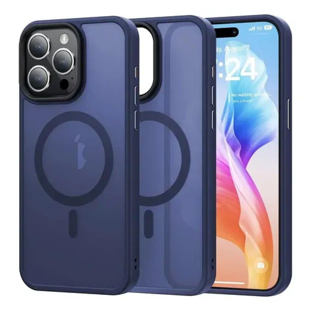 Funda Matte Magnetica Compatible Con Iphone 16 Pro Max Azul-0