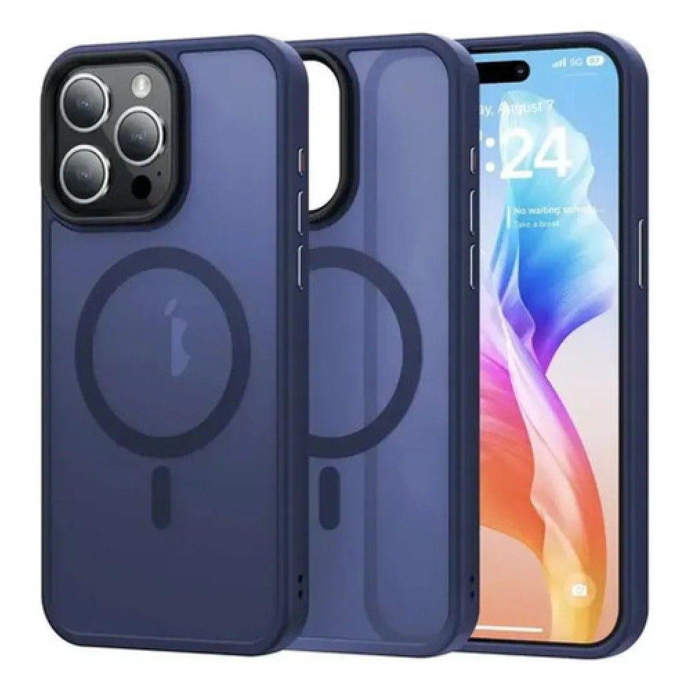 Funda Matte Magnetica Compatible Con Iphone 16 Pro Max Azul-1