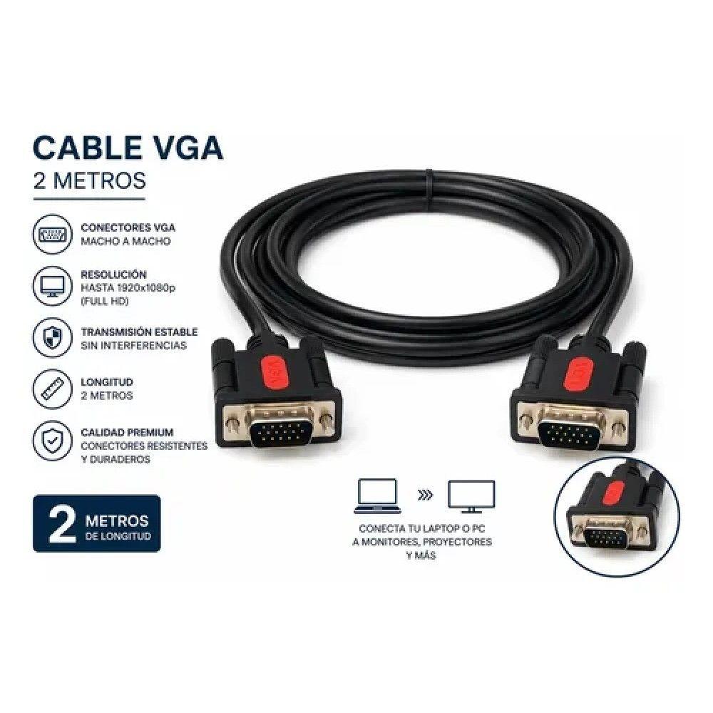 Cable Vga 2 Metros Conectores Gold Monitor Proyector-2