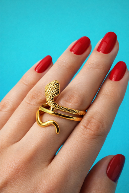 ANILLO SERPIENTE ACERO ENCHAPADO 12 K-2