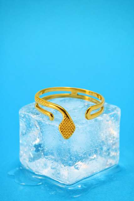 ANILLO SERPIENTE ACERO ENCHAPADO 12 K-3