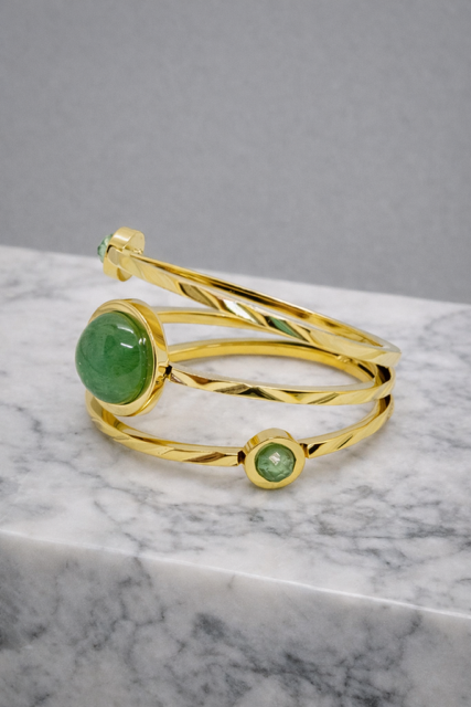 ANILLO TRISTONE ACERO ENCHAPADO 12 K-2