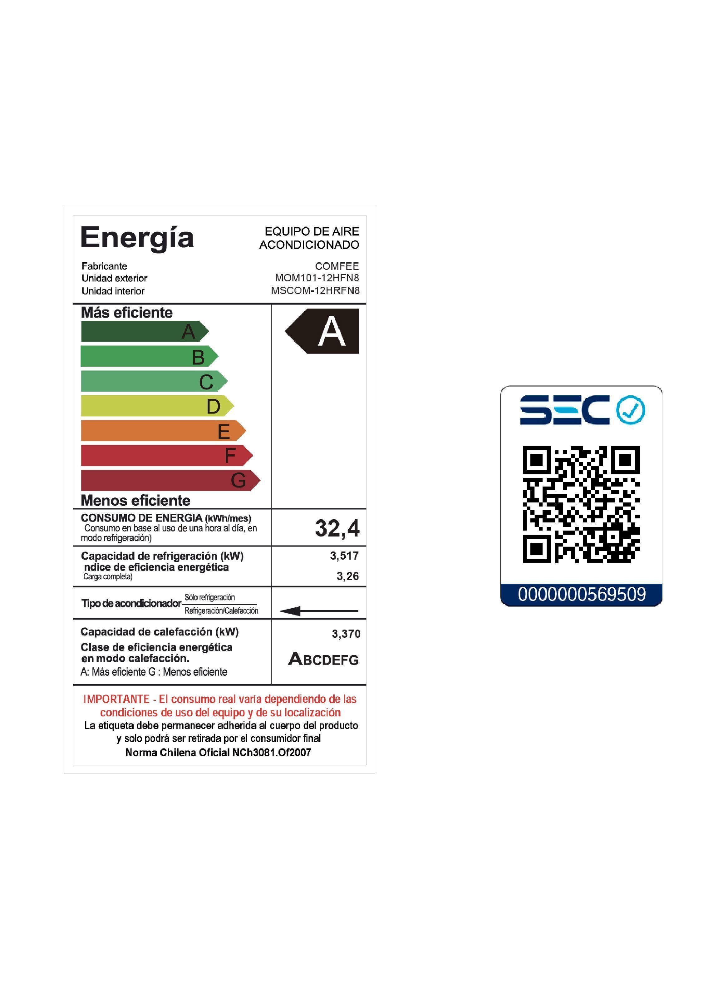Aire Acondicionado Split Inverter Comfee 12000 BtuH-6