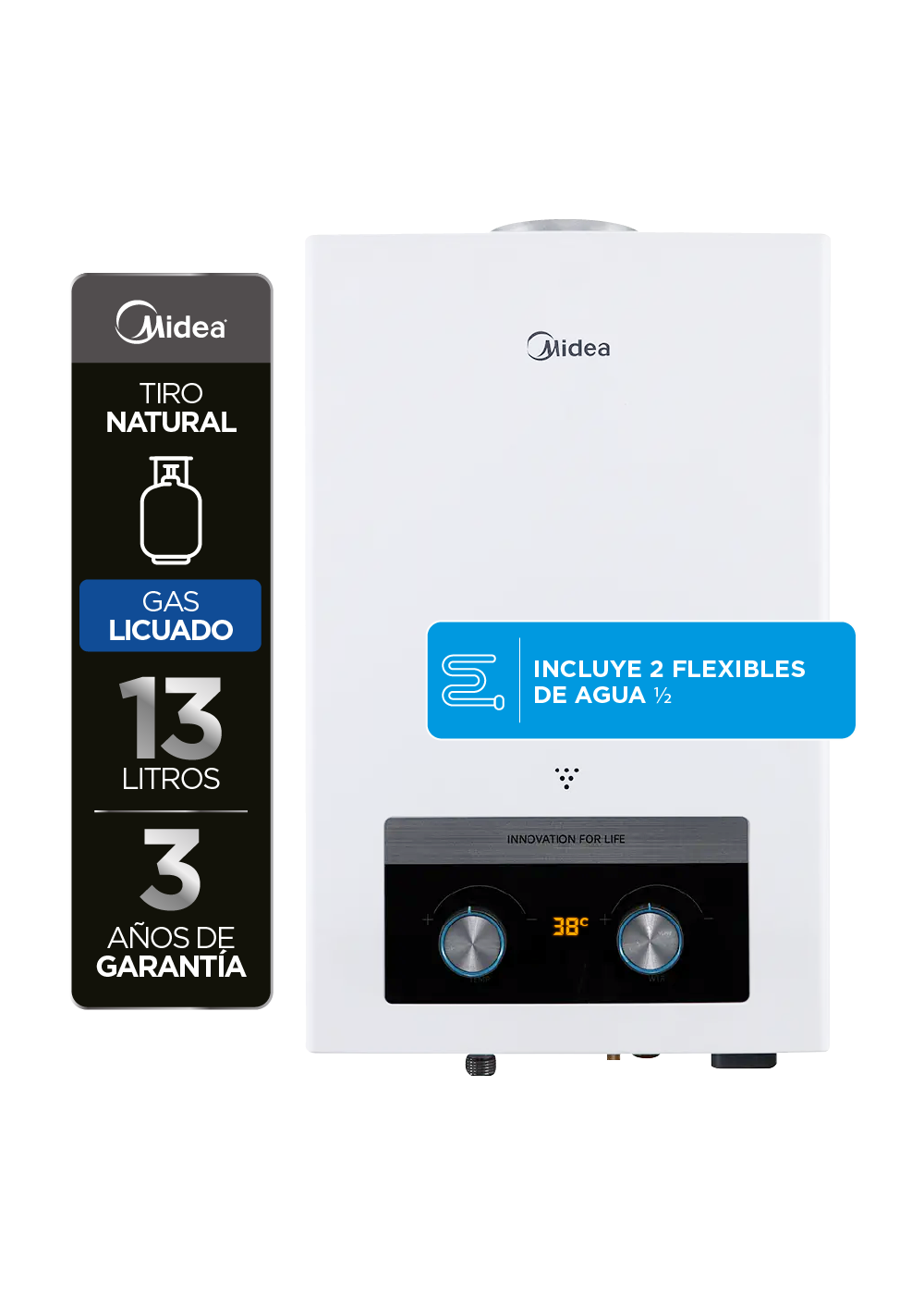 Calefont 13 Litros Tiro Natural Gas Licuado Midea-0