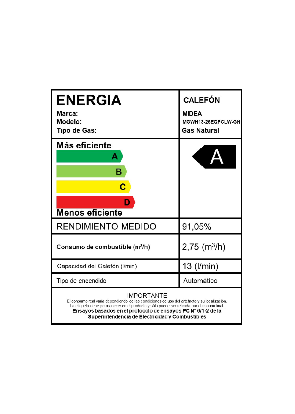 Calefont 13 Litros Tiro Forzado Gas Natural Midea-5