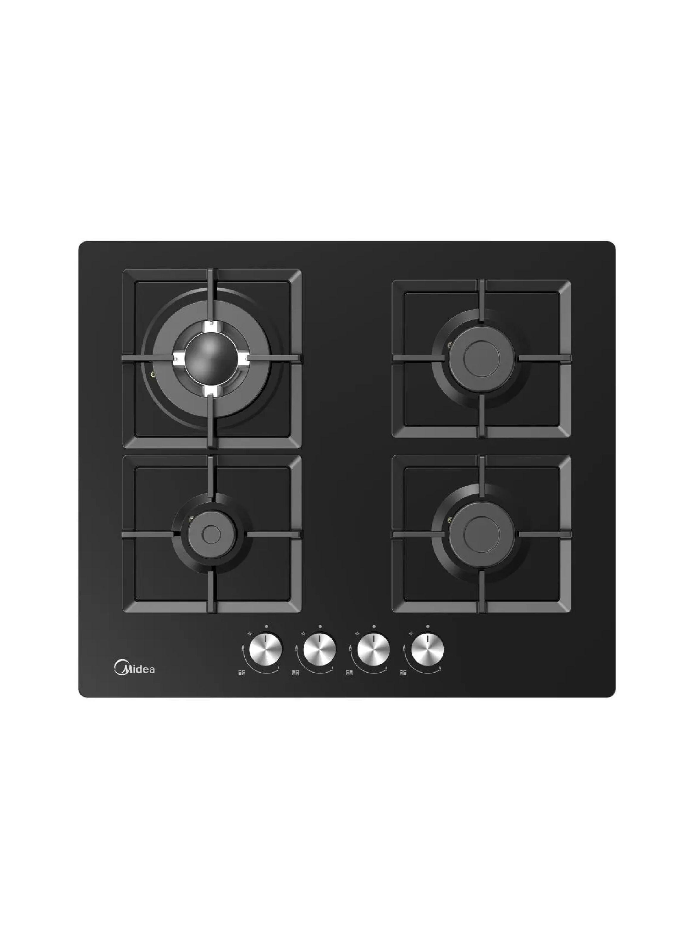Encimera a Gas 4 Quemadores Negra 60cm Midea-0