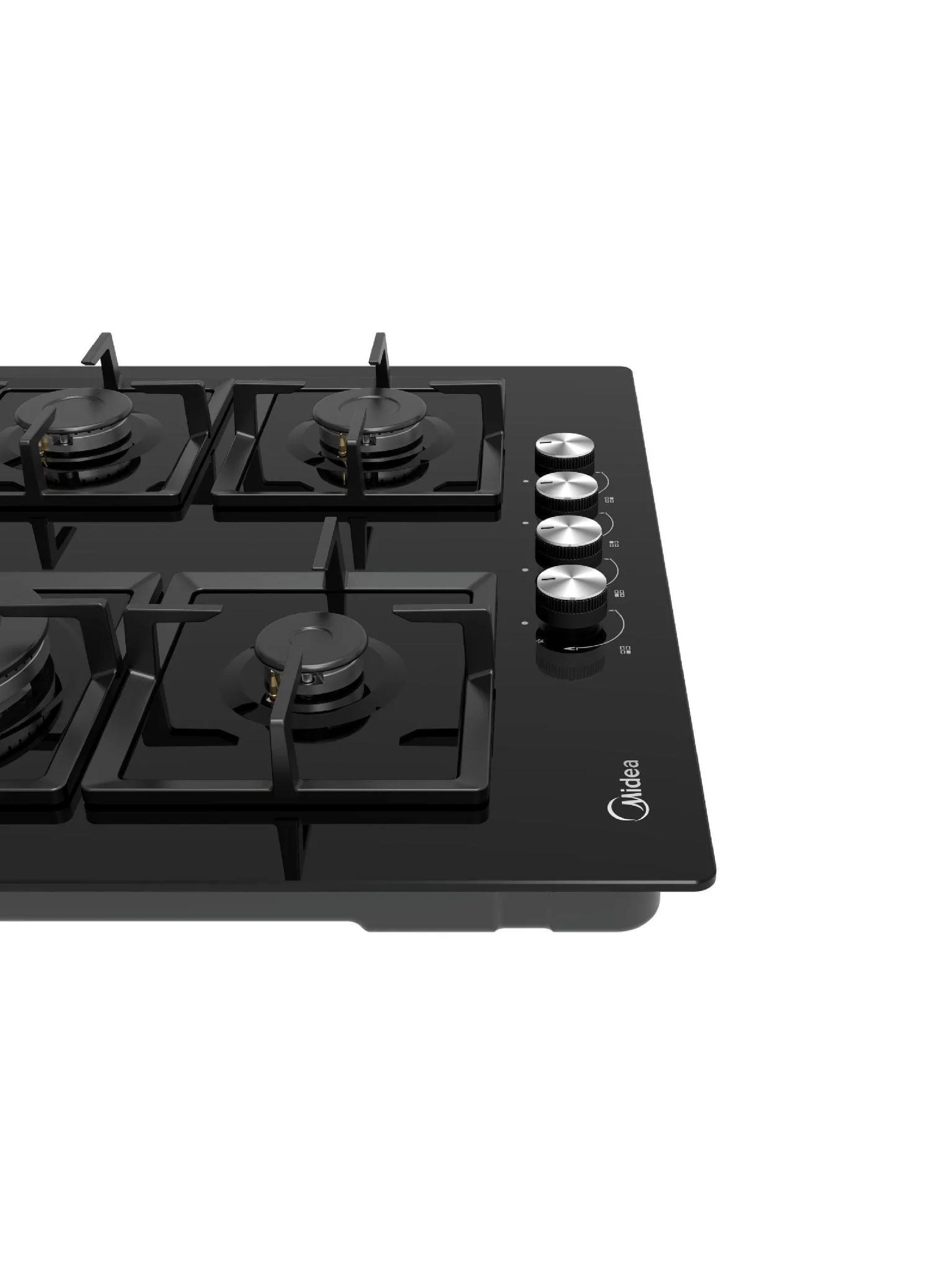 Encimera a Gas 4 Quemadores Negra 60cm Midea-4