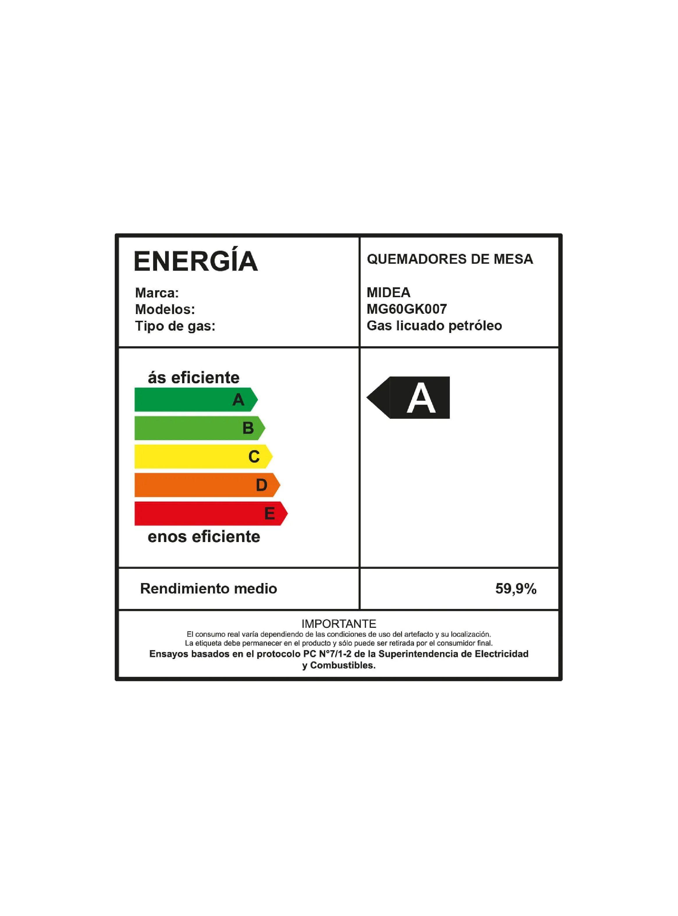 Encimera a Gas 4 Quemadores Negra 60cm Midea-5