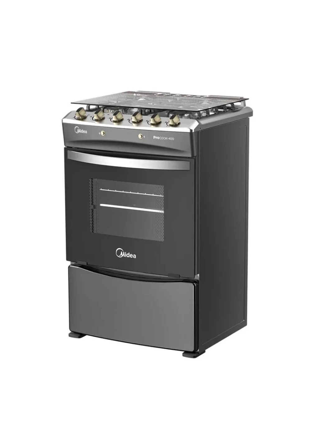 Cocina a Gas 4 Quemadores Carbon Grey Midea -2