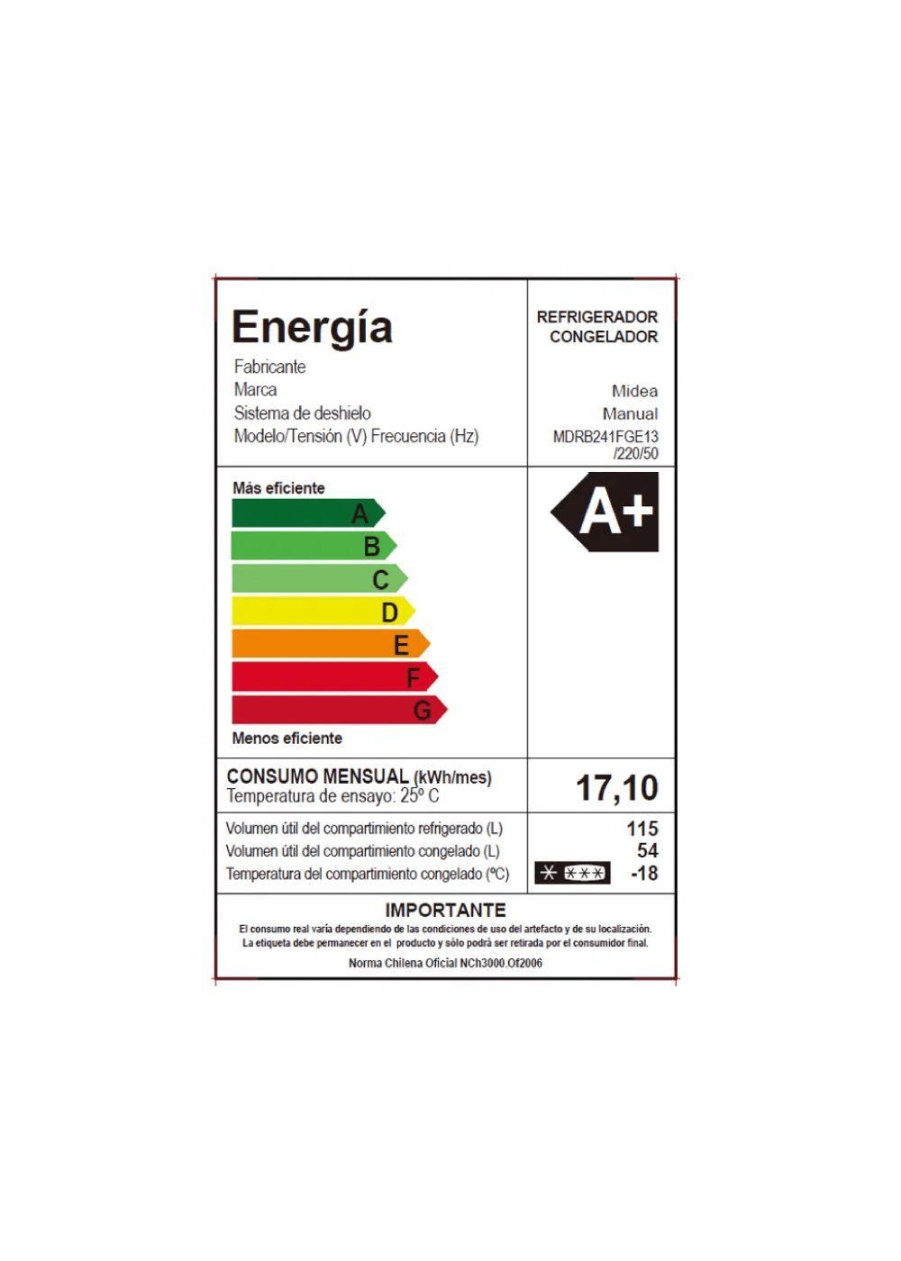 Refrigerador Bottom Freezer Frío Directo Rojo 169 lts Midea -3