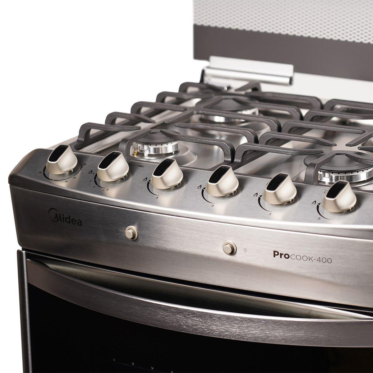 Cocina a Gas 4 Quemadores Silver Midea-4