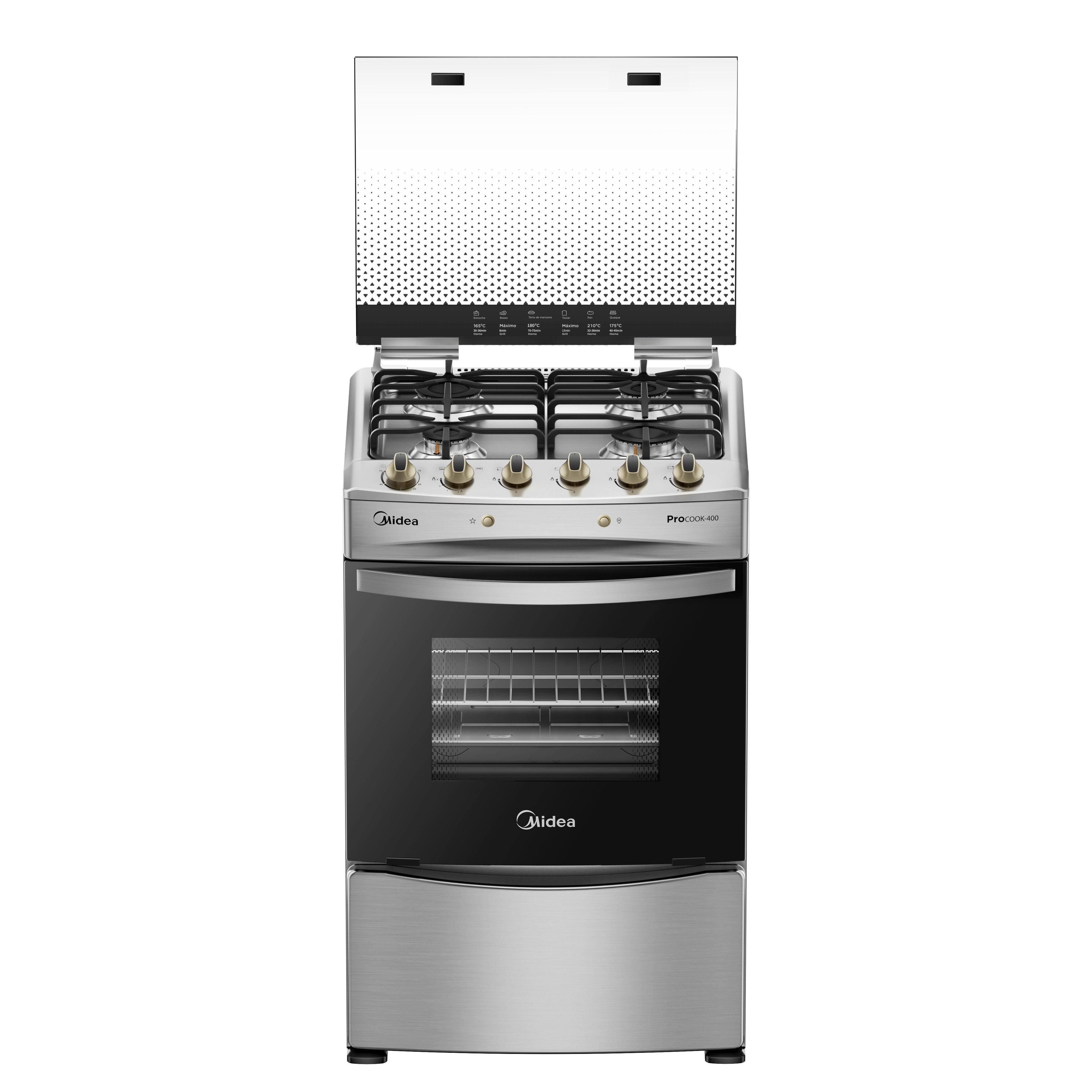 Cocina a Gas 4 Quemadores Silver Midea-2