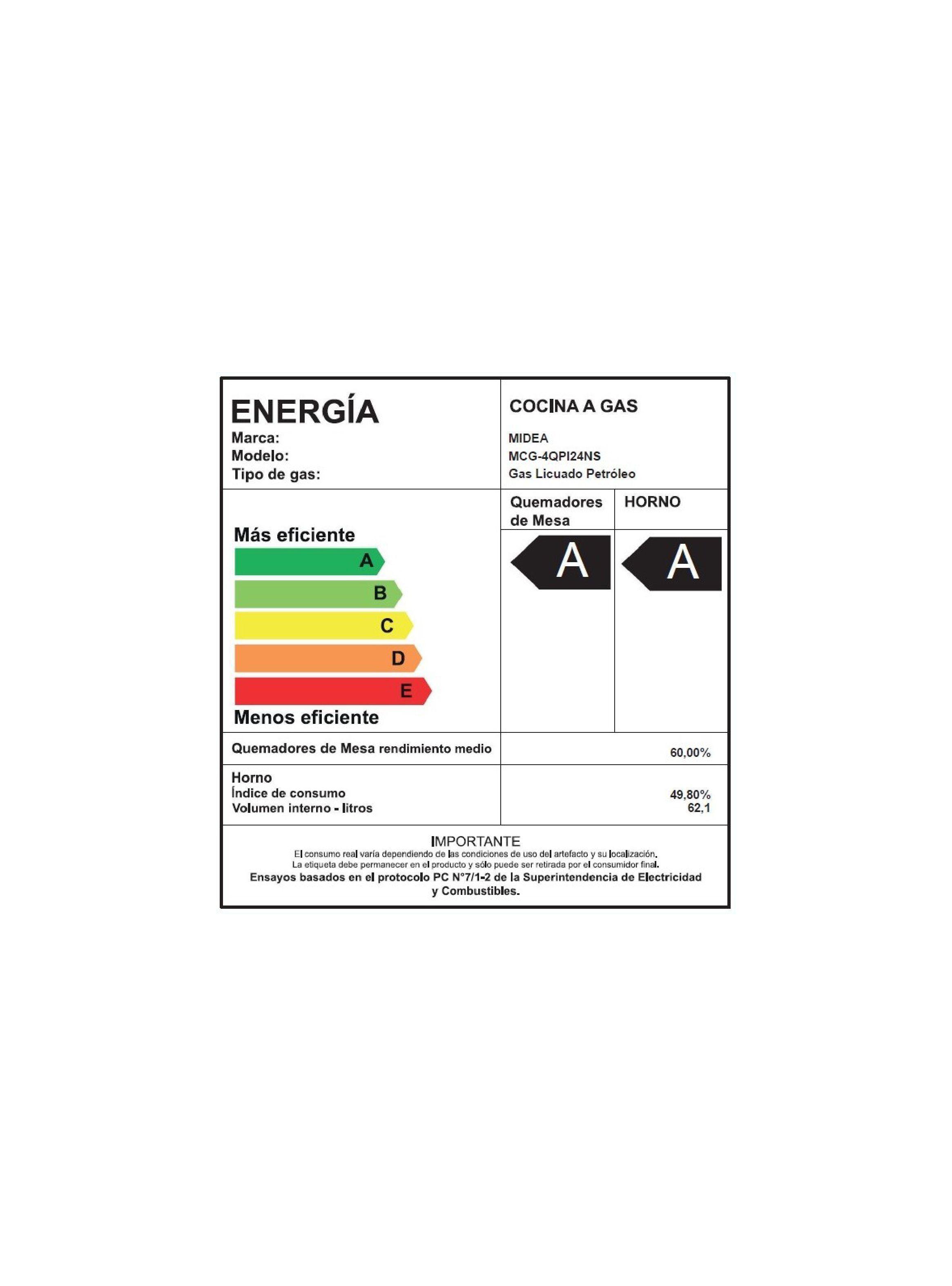 Cocina a Gas 4 Quemadores Silver Midea-6