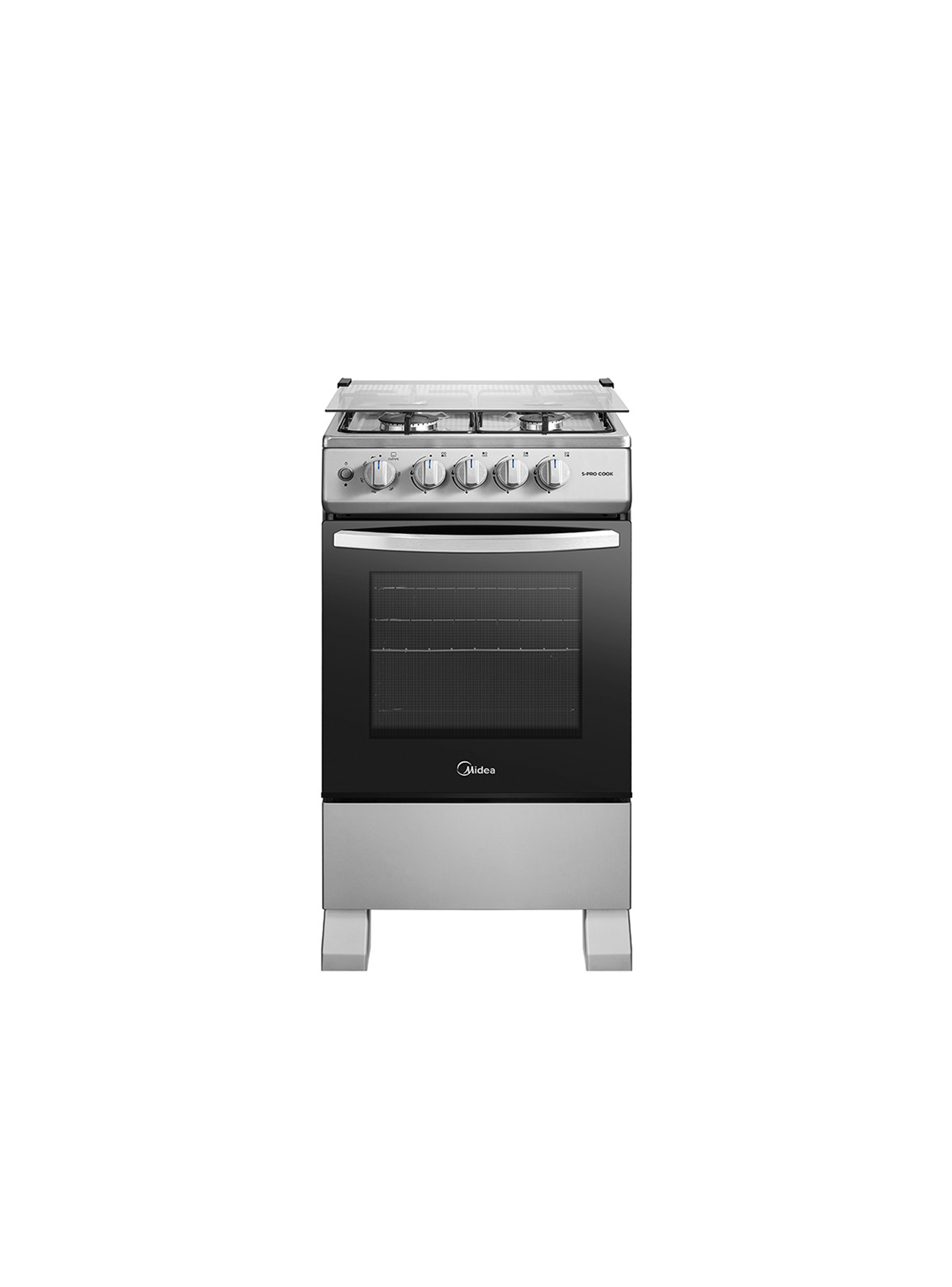 Cocina a Gas 4 Quemadores 20inch Silver Midea-0