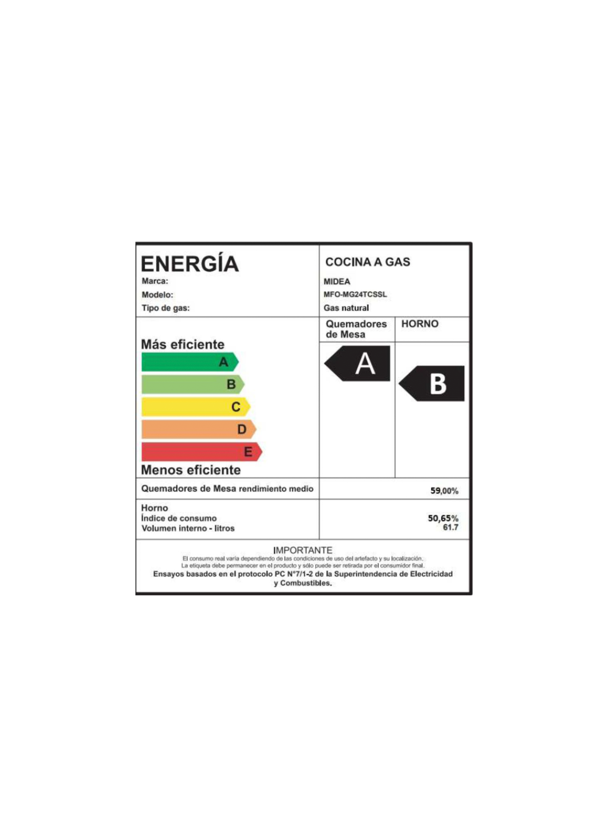 Cocina a Gas 4 Quemadores 24inch Silver Midea-6