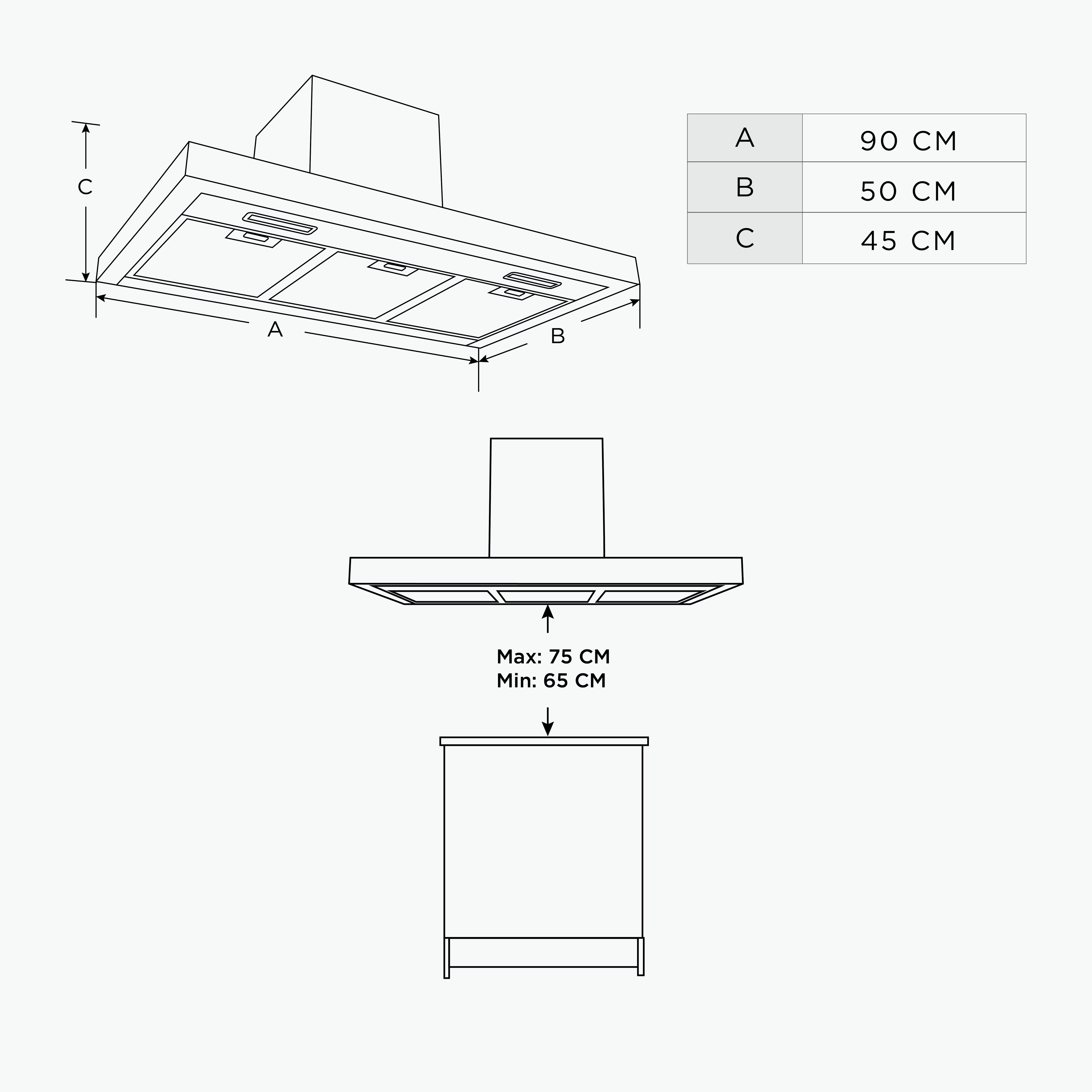 CAMPANA DE COCINA DECORATIVA EMPOTRABLE 90 CM MIDEA-6