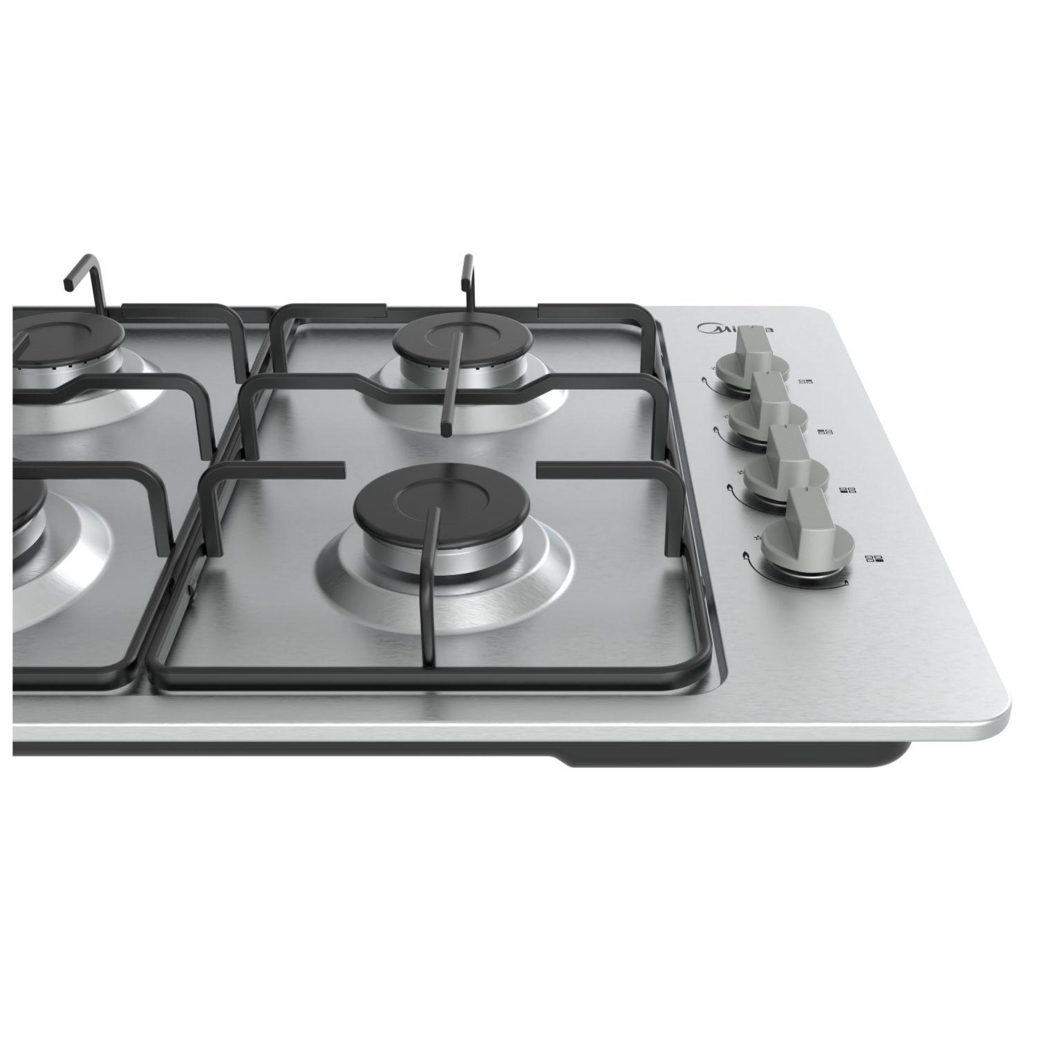 Encimera a Gas 4 Quemadores Gris 60cm Midea-3