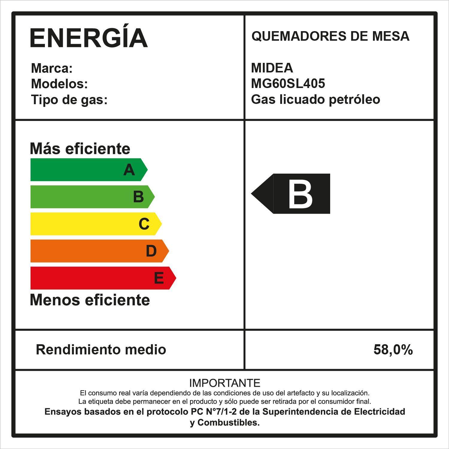 Encimera a Gas 4 Quemadores Gris 60cm Midea-5