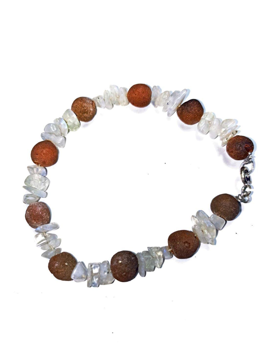 PULSERA DE TERRACOTA CON CUARZOS ARTESANIA CHAMANICA AMULETO-0