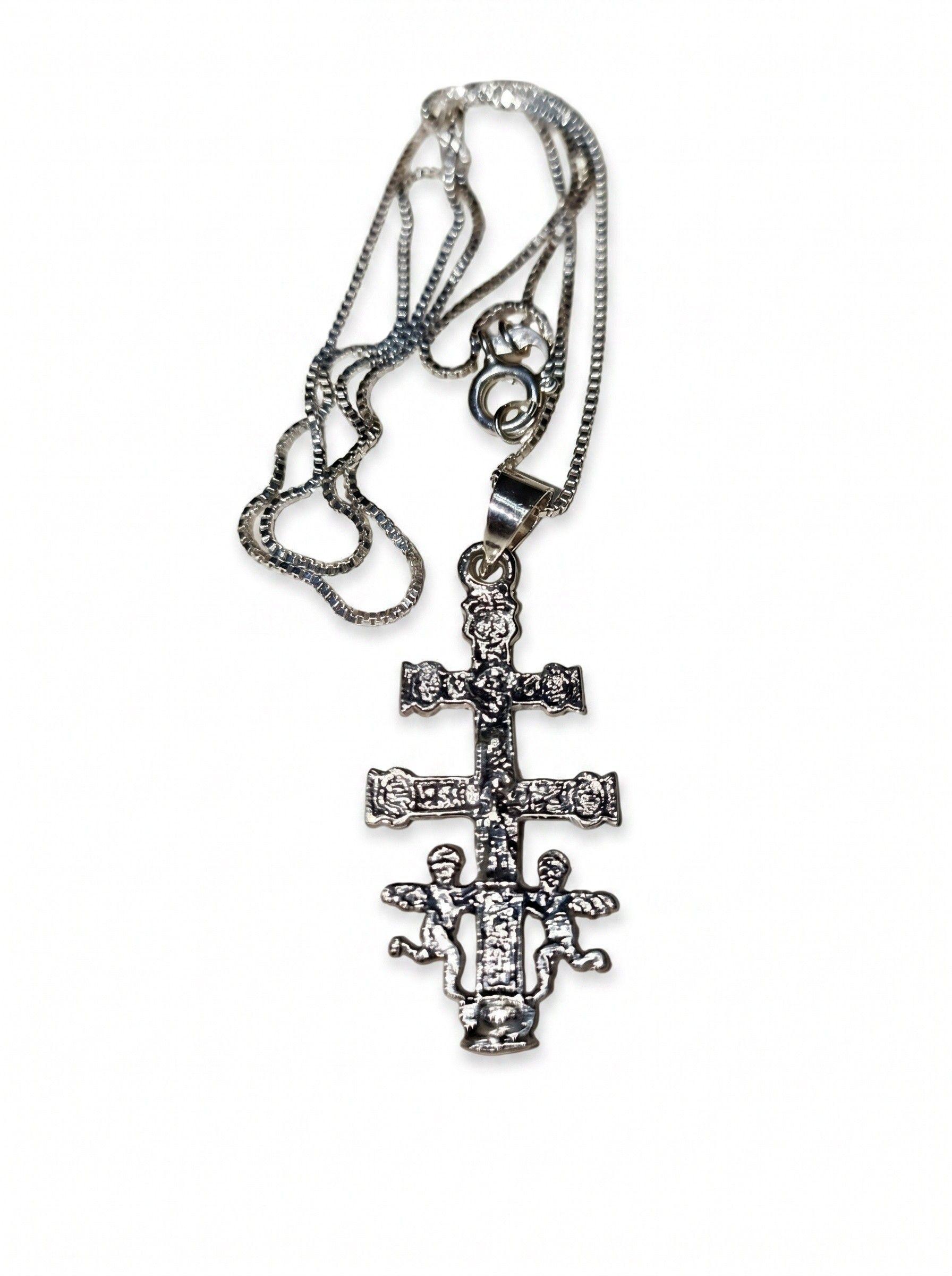 COLGANTE DE CRUZ DE CARAVACA PLATA 925-1