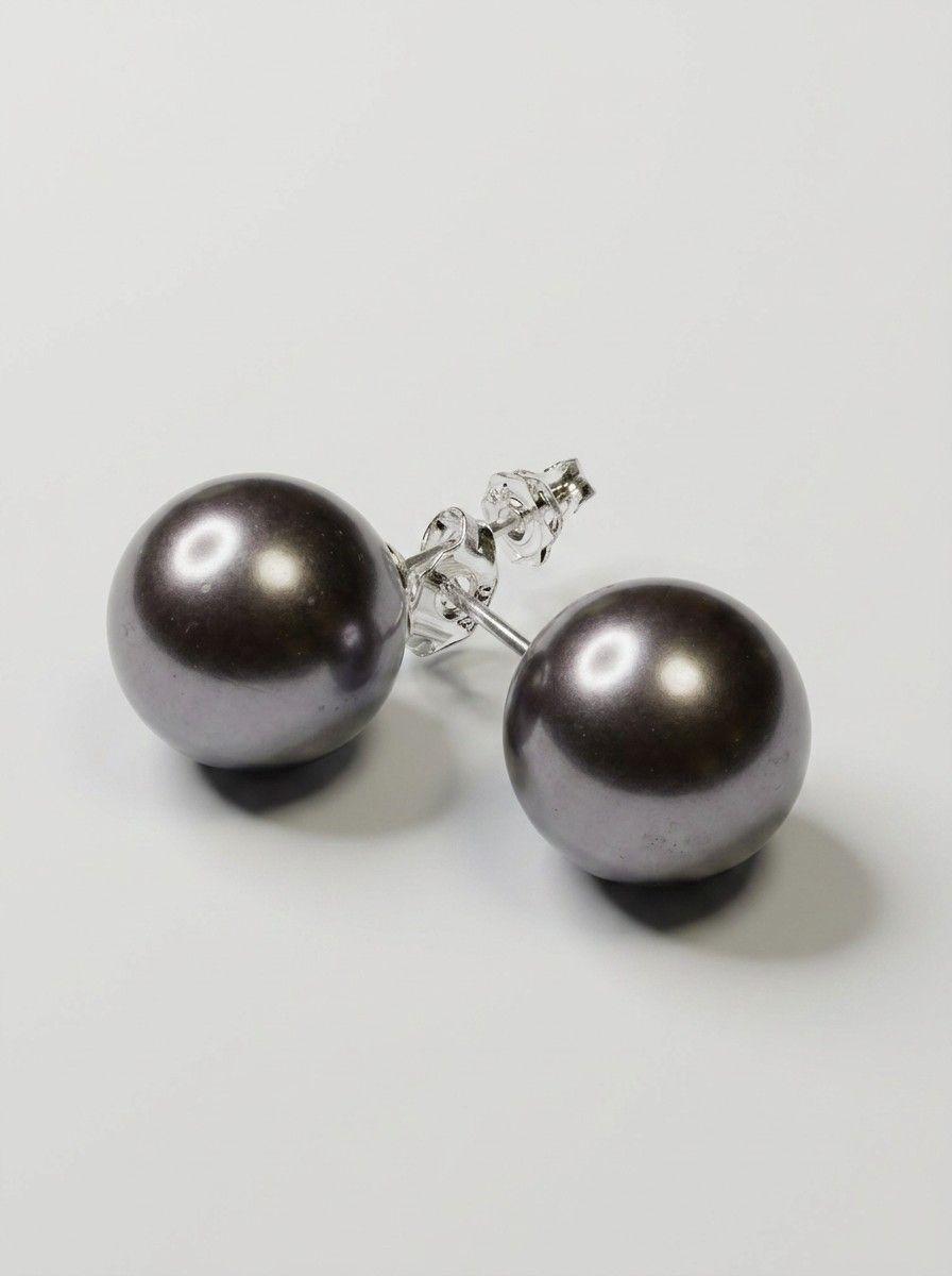 AROS DE PLATA CON PERLAS DE MALLORCA  GRIS OSCURO-0