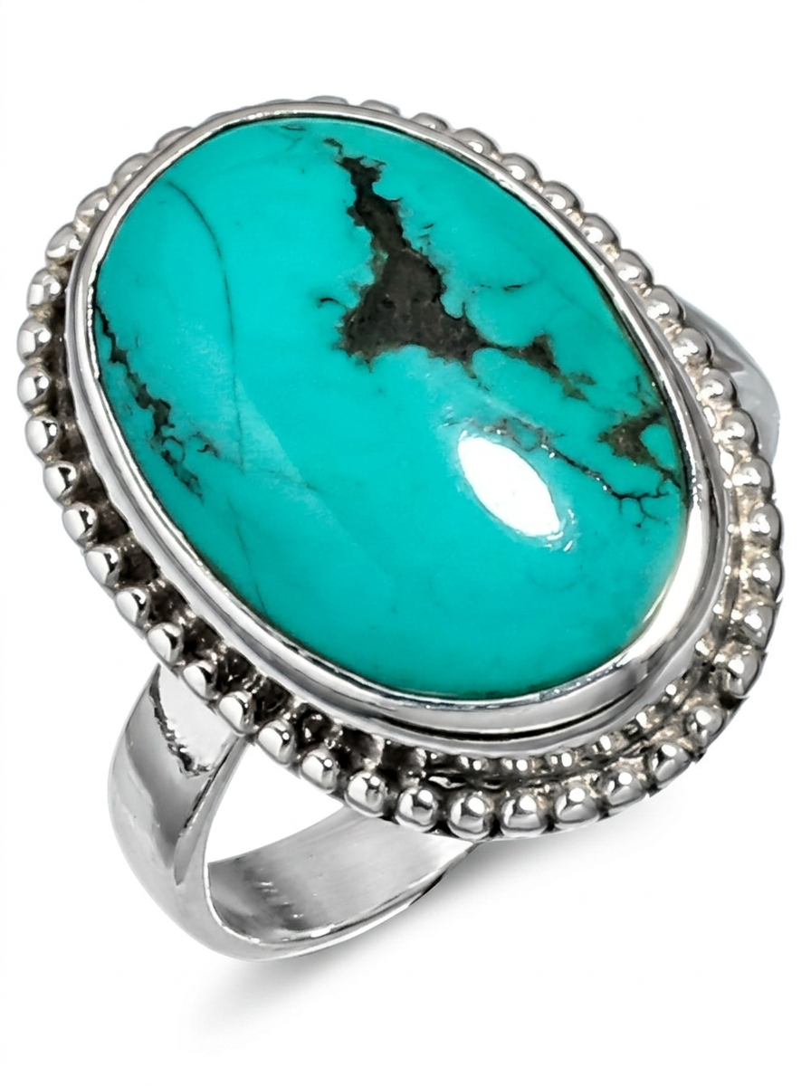 ANILLO DE PLATA SOLIDA CON UNA GRAN TURQUESA GENUINA MEDIDA ANILLO 17 ANILLERO NACIONAL-2