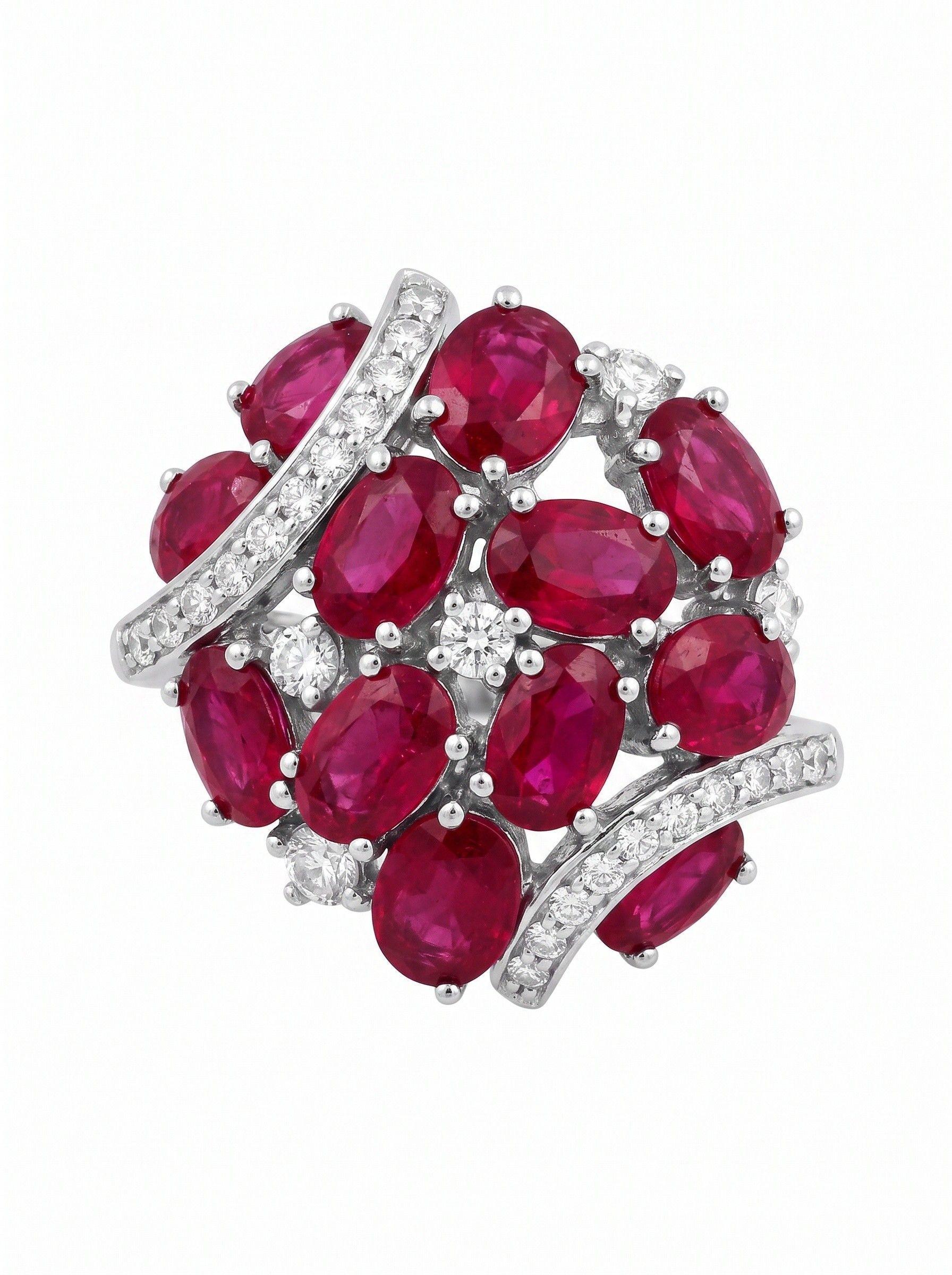 ACCESORIO DE JOYERIA ANILLO DE PLATA RODINADA CON RUBYS NATURALES N 14-0