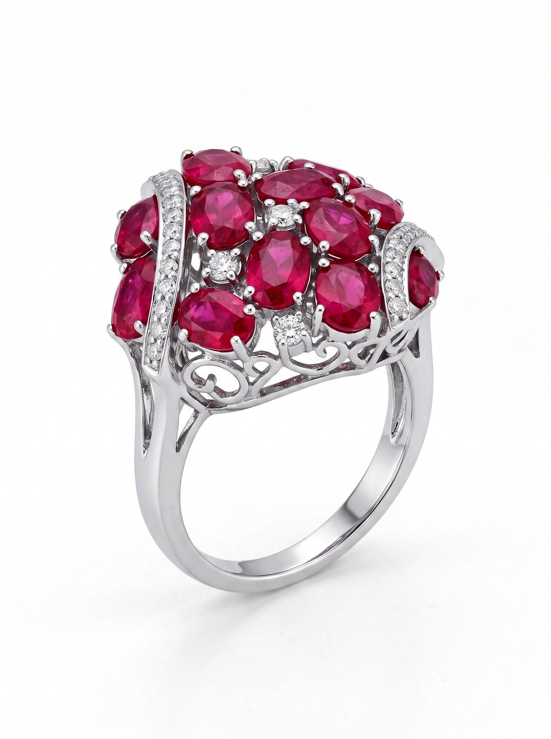 ACCESORIO DE JOYERIA ANILLO DE PLATA RODINADA CON RUBYS NATURALES N 14-1