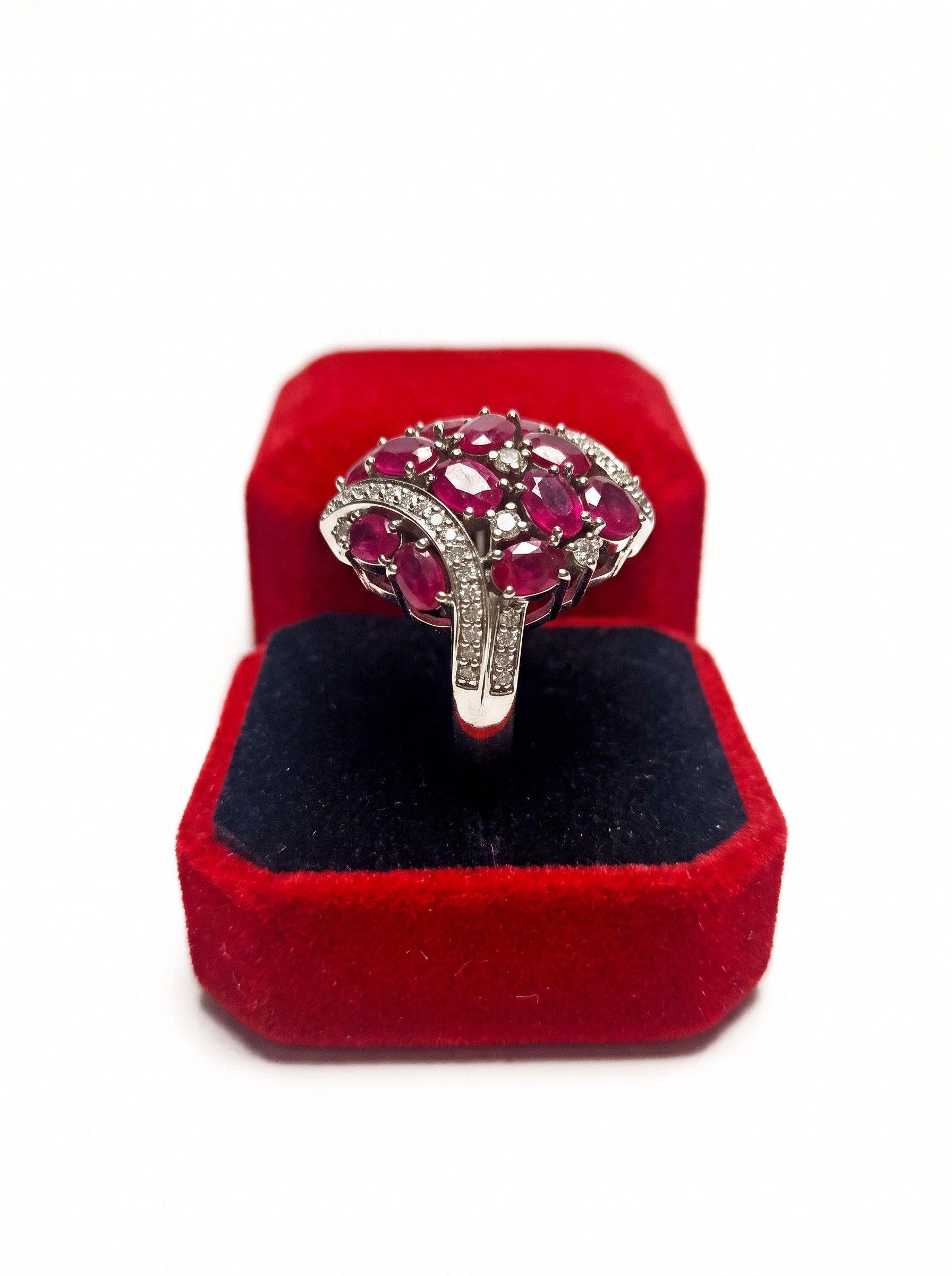ACCESORIO DE JOYERIA ANILLO DE PLATA RODINADA CON RUBYS NATURALES N 14-2