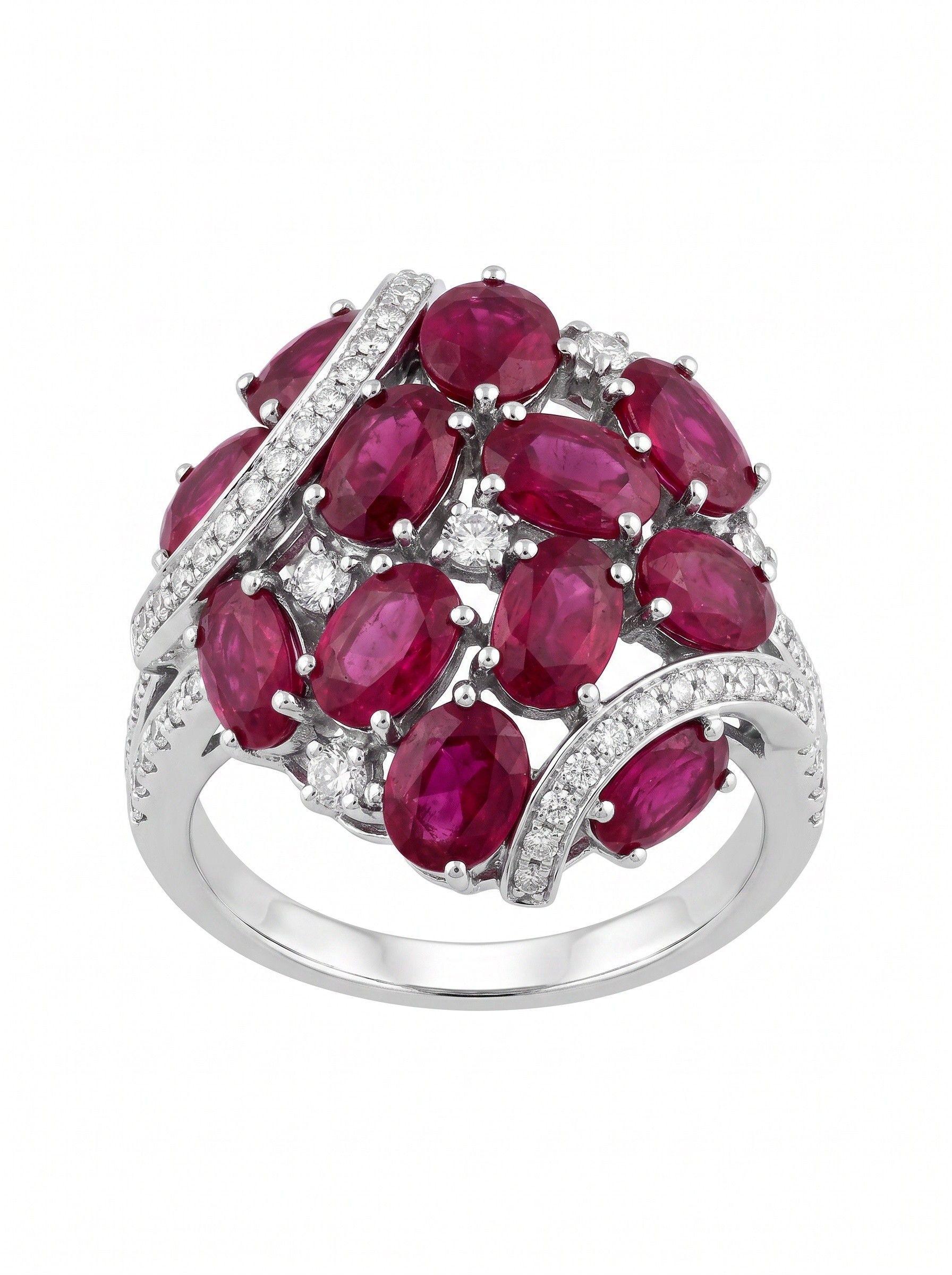 ACCESORIO DE JOYERIA ANILLO DE PLATA RODINADA CON RUBYS NATURALES N 14-4