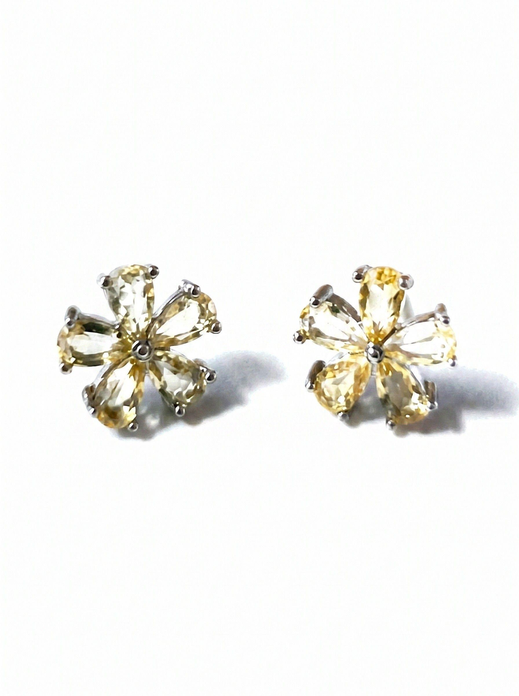 ACCESORIO DE MUJER  AROS   DE PLATA 925  PEQUEÑOS   CON CUARZO CITRINO-1