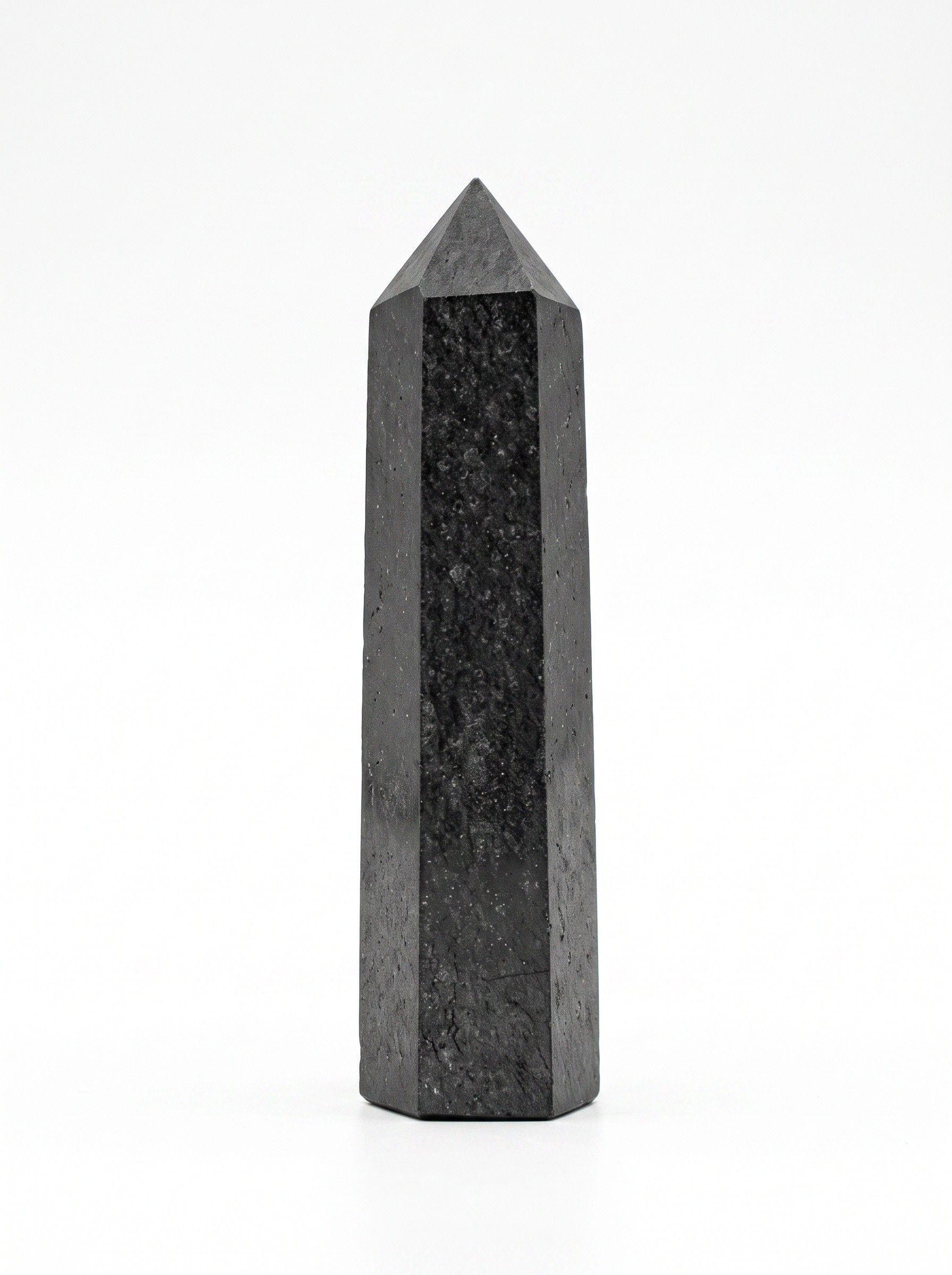 DECORACION O COLECCION OBELISCO DE SHUNGITA GENUINA DE RUSIA-0