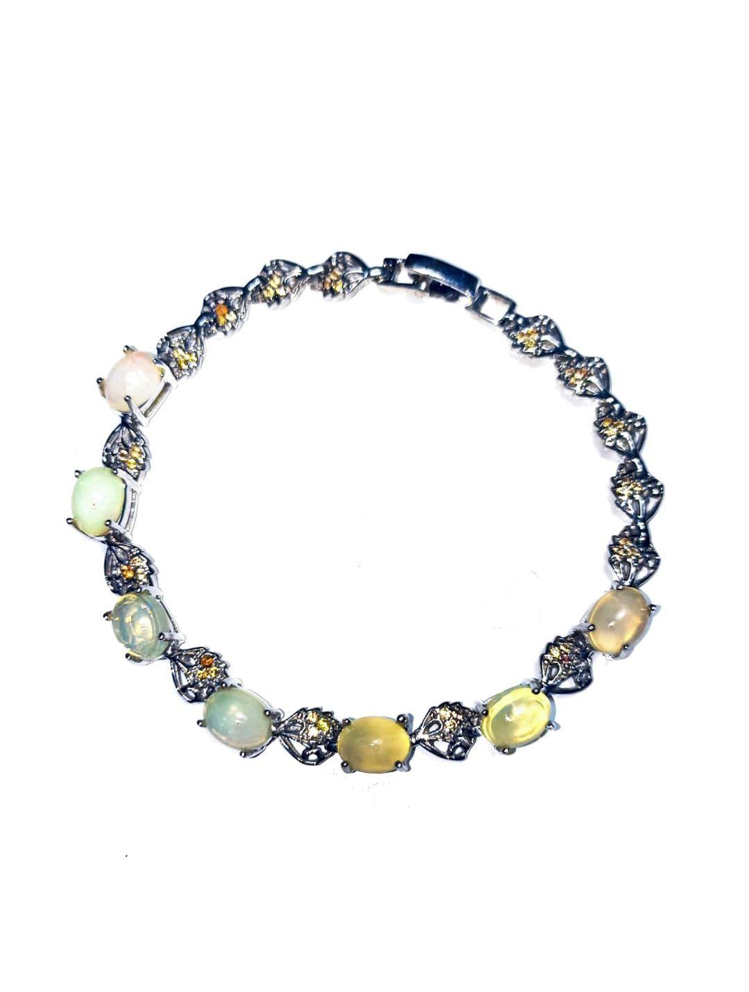 PULSERA EXCLUSIVA DE PLATA FINA Y OPALOS SOLIDOS DE ETIOPIA-2
