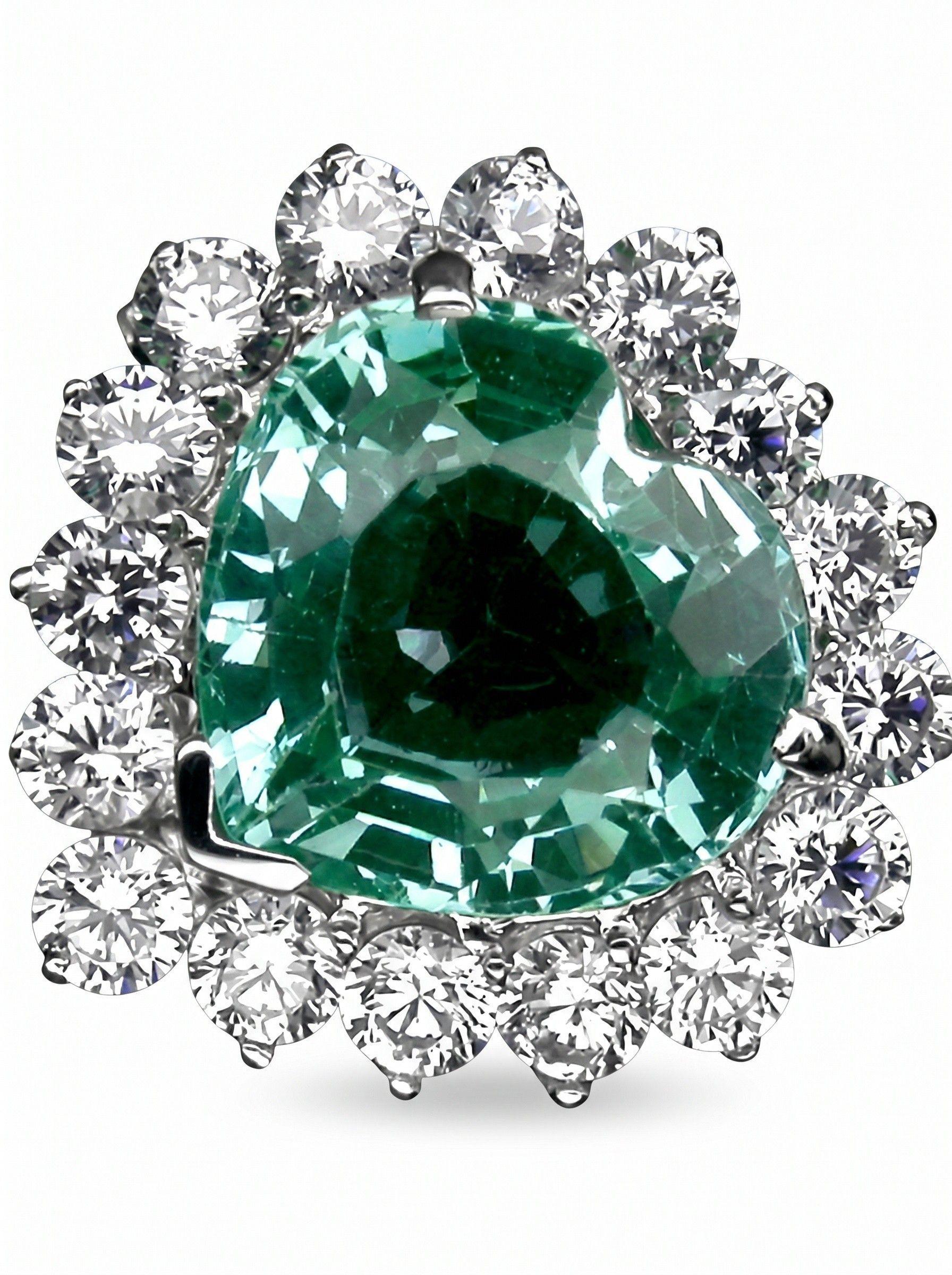 ANILLO DE PLATA SOLIDA 925 CON TURMALINA Y CIRCONES NUMERO 18-2