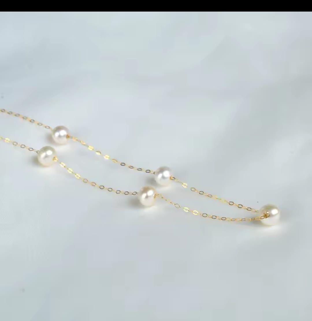 COLLAR DE ORO 18 K CON PERLAS CULTIVADAS DE 5 MM CADA UNA-0