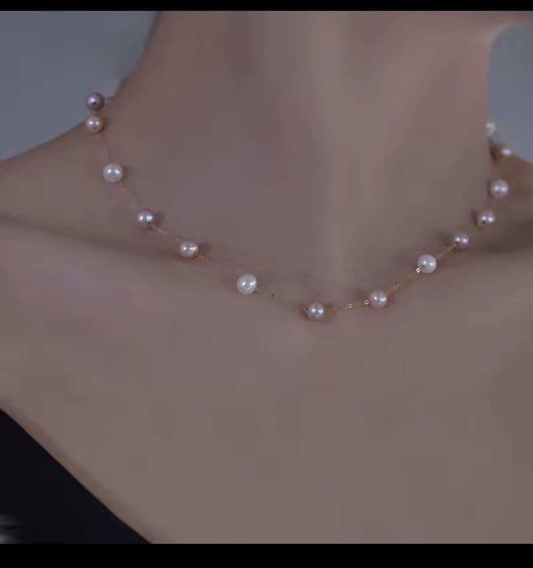 COLLAR DE ORO 18 K CON PERLAS CULTIVADAS DE 5 MM CADA UNA-3