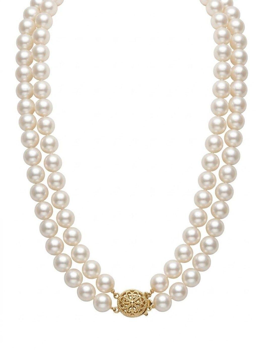 COLLAR DE PERLAS CULTIVADAS DOS VUELTAS AGUA SALADA MARES DEL SUR 8/ 9 MM-2