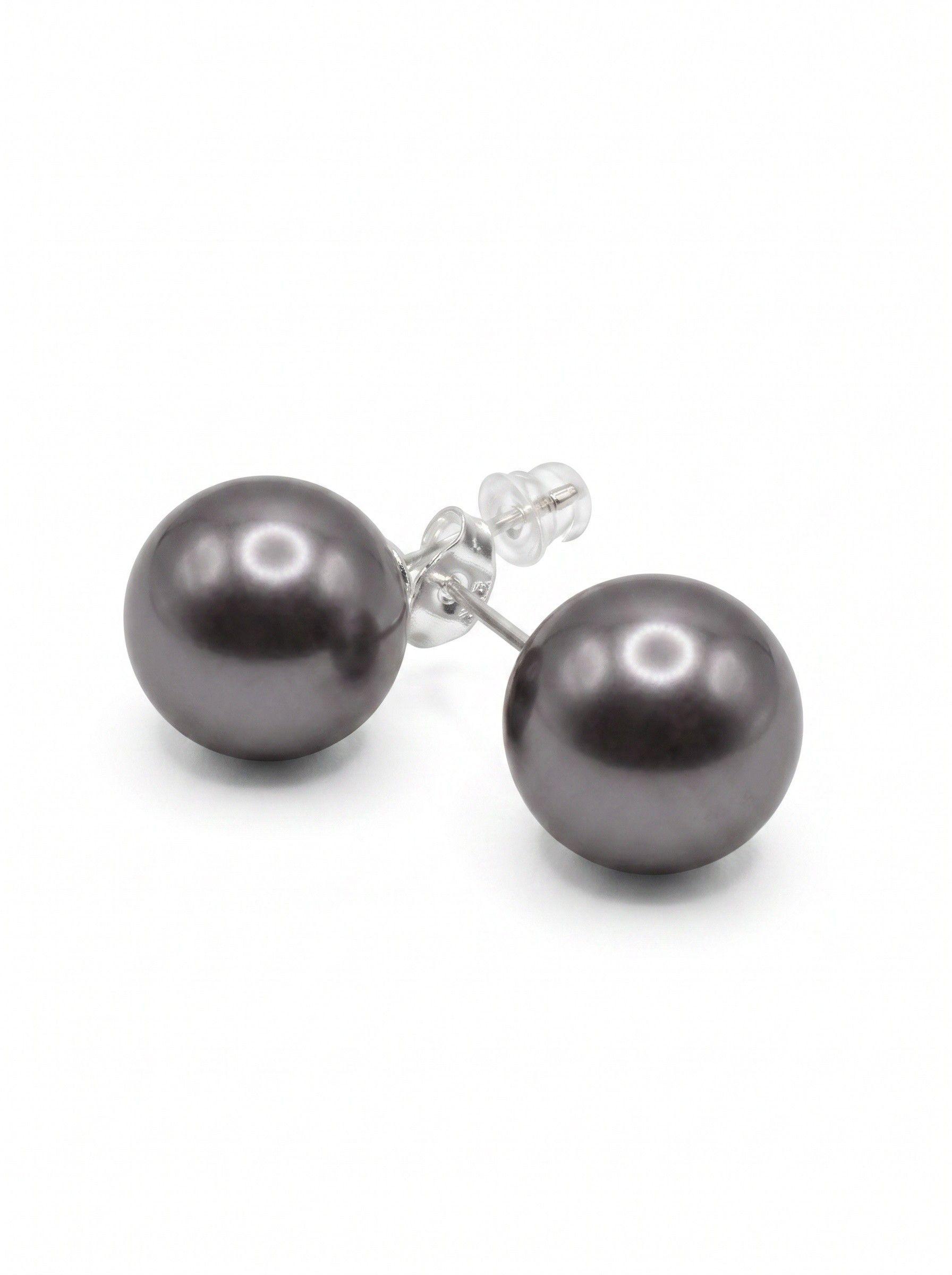  ACCESORIOS DE MUJER  AROS DE PERLAS DE MALLORCA 12 MM GRIS-0