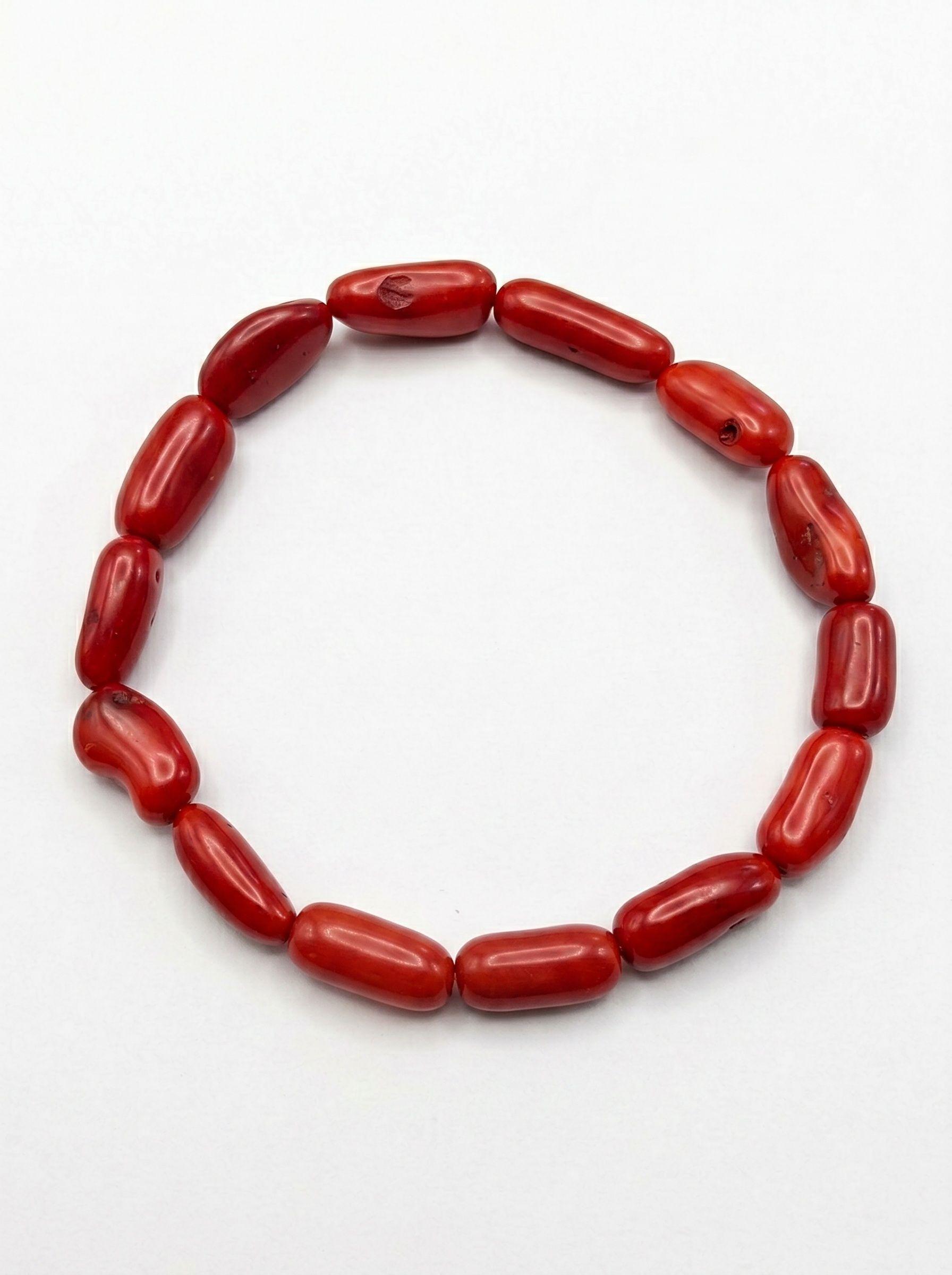 PULSERA ARTESANAL DE CORAL ROJO GENUINO CORAL LARGO 19 CM-0