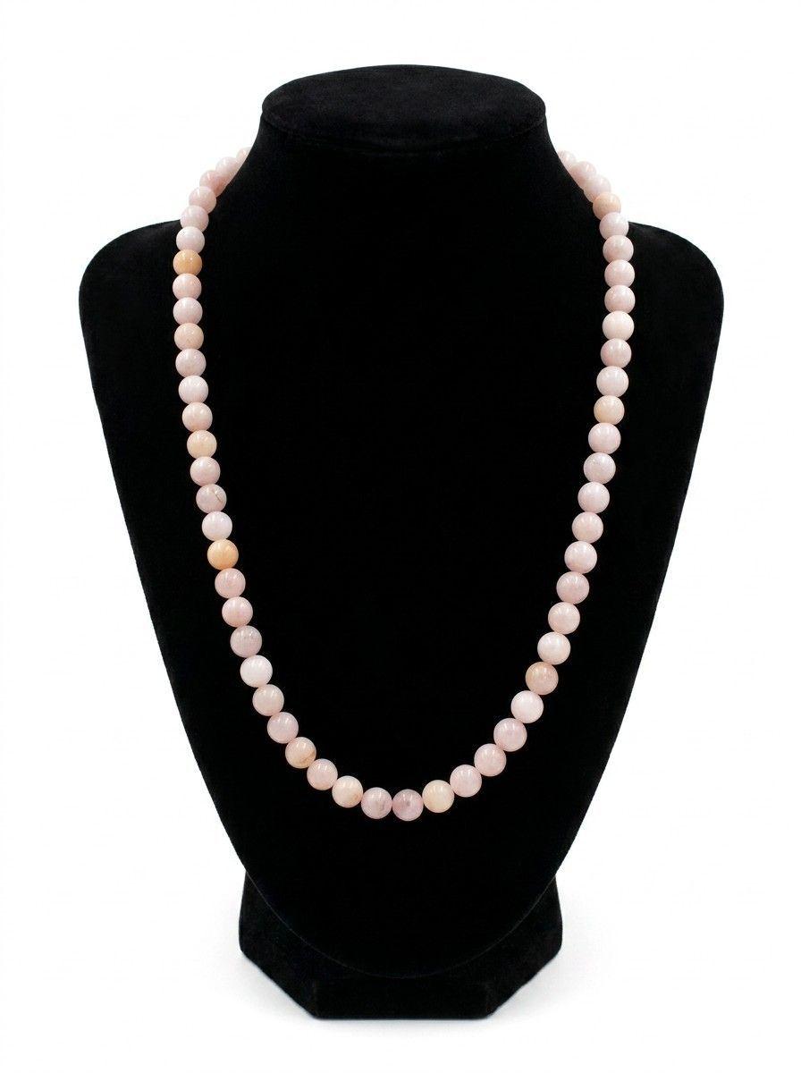 COLLAR DE CUARZO ROSA GENUINO CUARZO 45 CM LARGO 8 MM CUENCAS-2