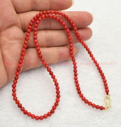 COLLAR DE CORAL ROJO GENUINO NATURAL 42 CM LARGO BROCHE GF-2
