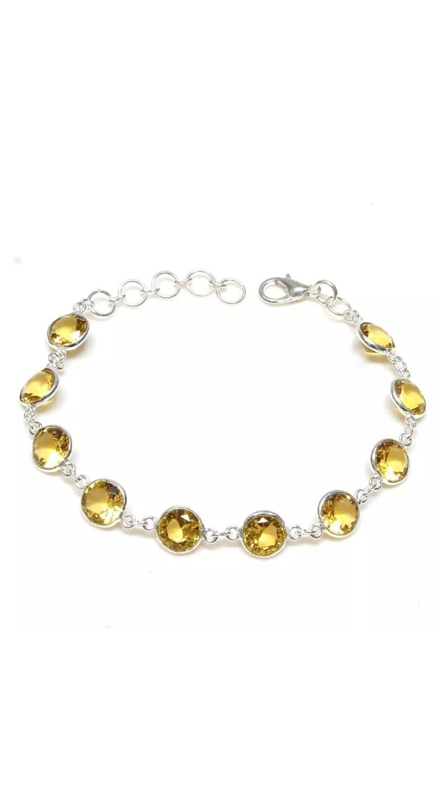 PULSERA DE PLATA CON PIEDRAS CITRINO LABORATORIO GROW X-2