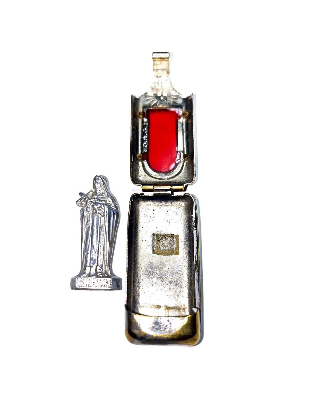 ACCESORIO DE JOYERIA RELICARIO ANTIGUO FIGURA RELIGIOSA INGLES SIGLO 19-1